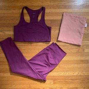 Girlfriend Collective plum bra & legging set SZ L